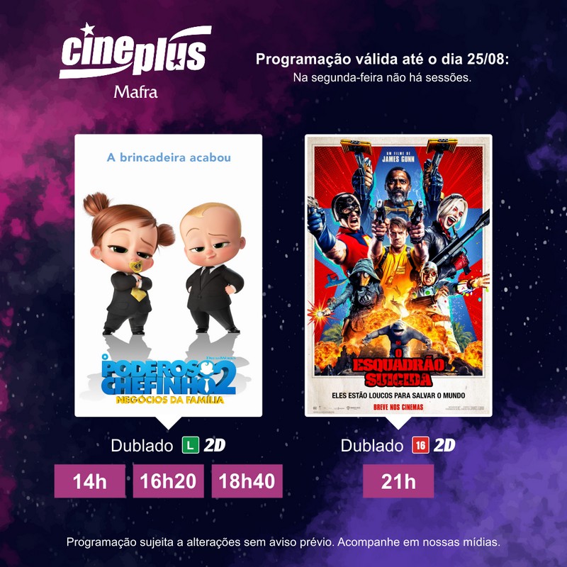 Programação de filmes no Cineplus Emacite