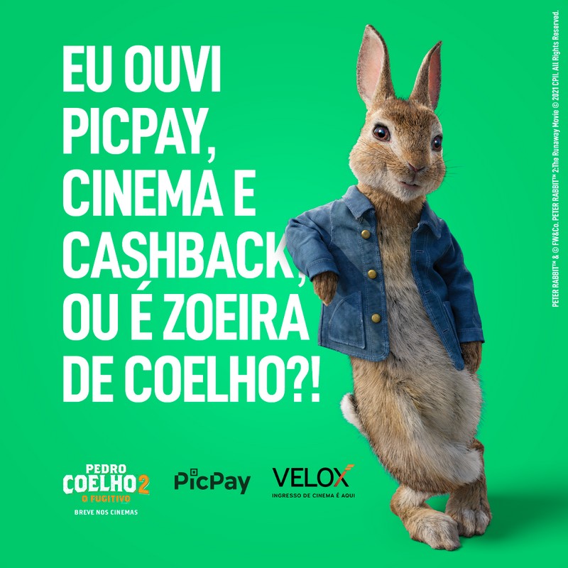 O coelho mais zoeiro chegou junto com o PicPay trazendo cashback no Cineplus