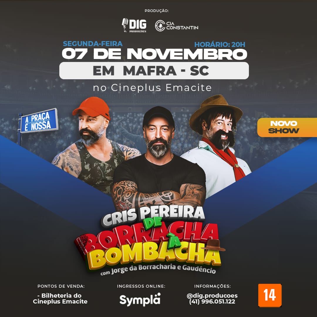 Show de comédia com Cris Pereira no Cineplus Emacite Mafra