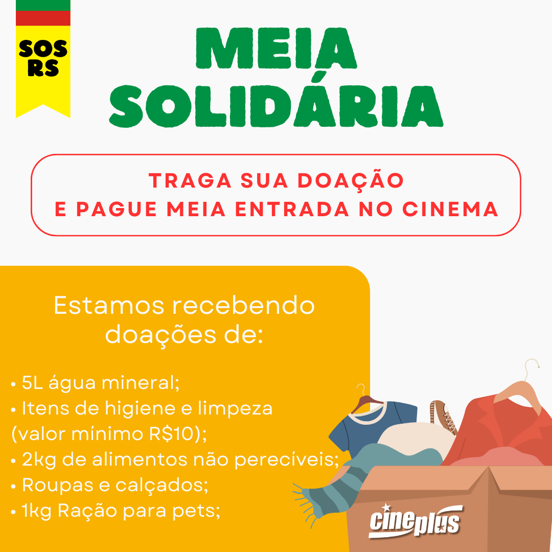 Rede Cineplus realiza campanha de arrecadação para ajudar o RS