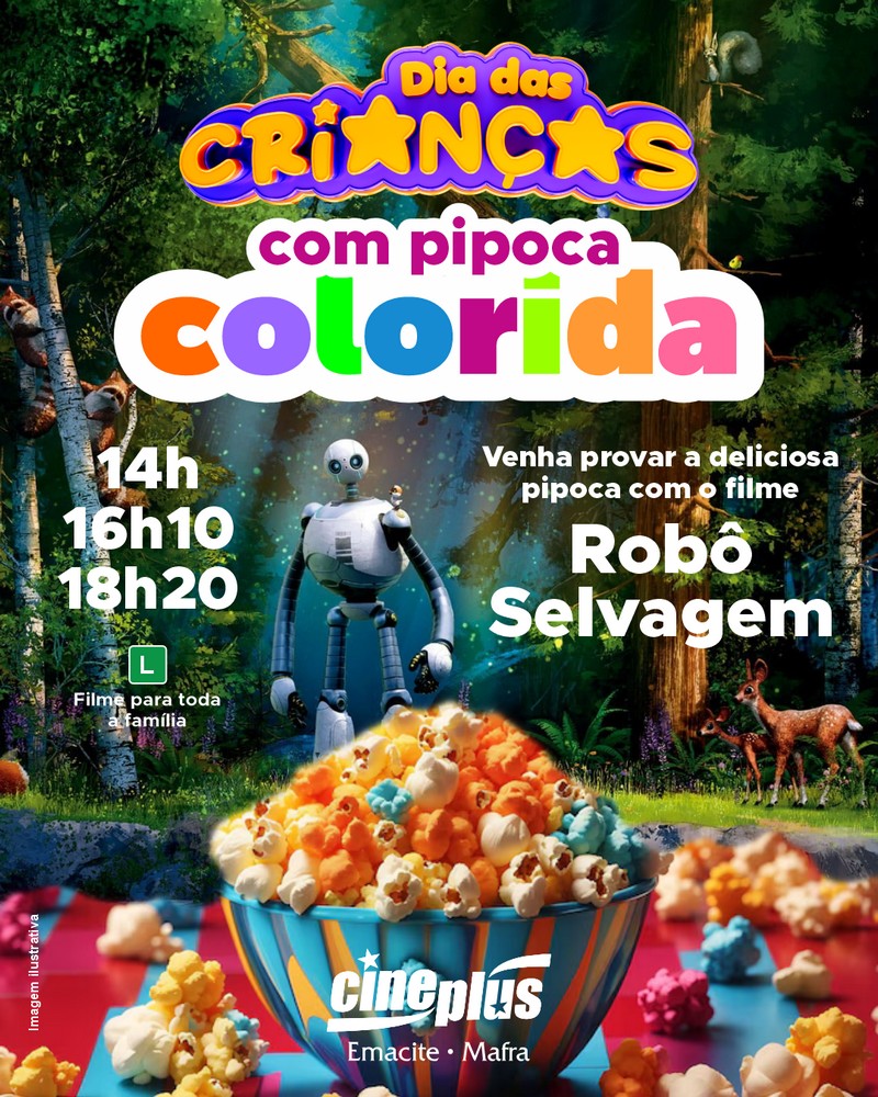 Cineplus Emacite tera pipoca colorida neste Dia das Criancas