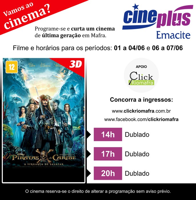 Concorra a ingressos para assistir Piratas do Caribe no dia 0706