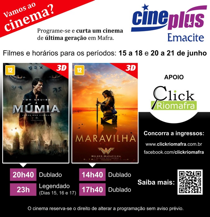 Concorra a ingressos para assistir A Múmia ou Mulher-Maravilha no dia 2106