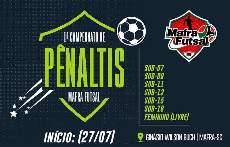 Mafra Futsal - #Pênaltis ⚽🙌  O Mafra Futsal está preparando seu 1º  Campeonato de Pênaltis! Além dos alunos do projeto, a competição será  aberta a atletas de fora. 🥇🥈🥉Medalhas para o