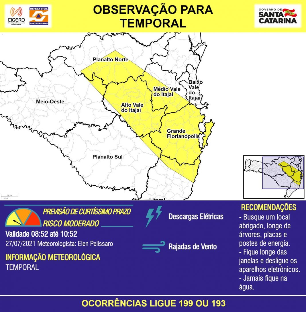 Defesa Civil Emite Alerta De Temporal Com Descargas El Tricas E Rajadas De Vento Click Riomafra