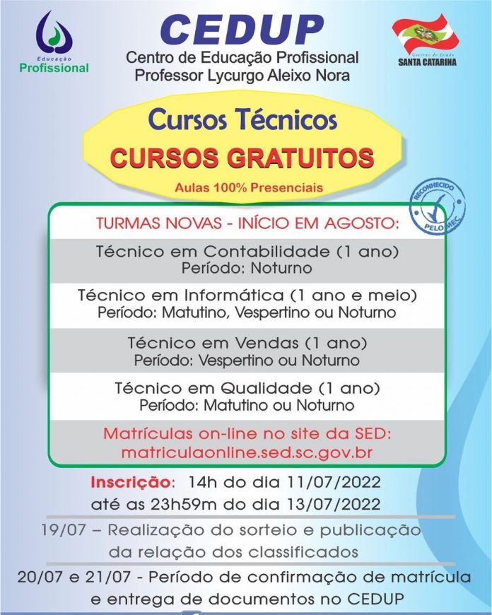 CEDUP Mafra Está Com Inscrições Abertas Para Novas Turmas Dos Cursos ...